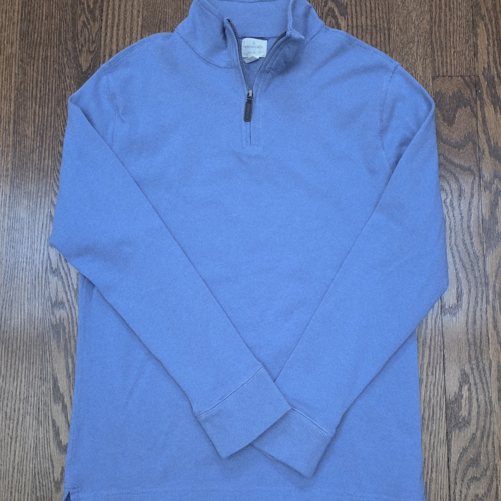 J. Crew Boys' Half-Zip Cotton Popover Shirt XL Retro Blue